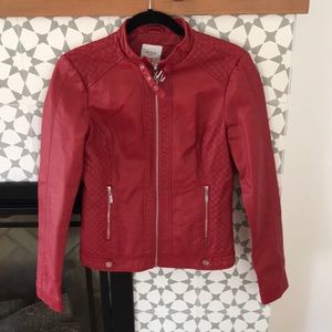 red leather jacket guess